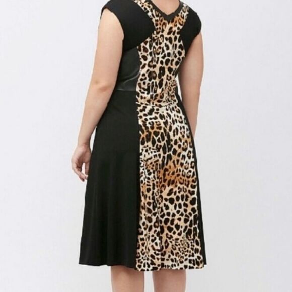 Faux Leather Short Sleeve Leopard Print Dress from Lane Bryant, Awesome Look - Picture 3 of 6